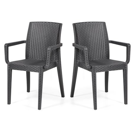 RAINBOW OUTDOOR Siena Set of 2 Stackable Armchair-Anthracite RBO-SIENA-ANT-AC-SET2